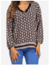 Black and pink v-neck top