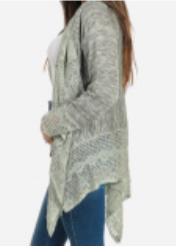 Green open front sweater