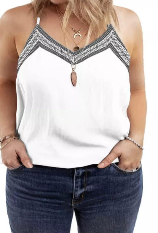 WHITE PLUS SIZE BERMUDA SUN TANK