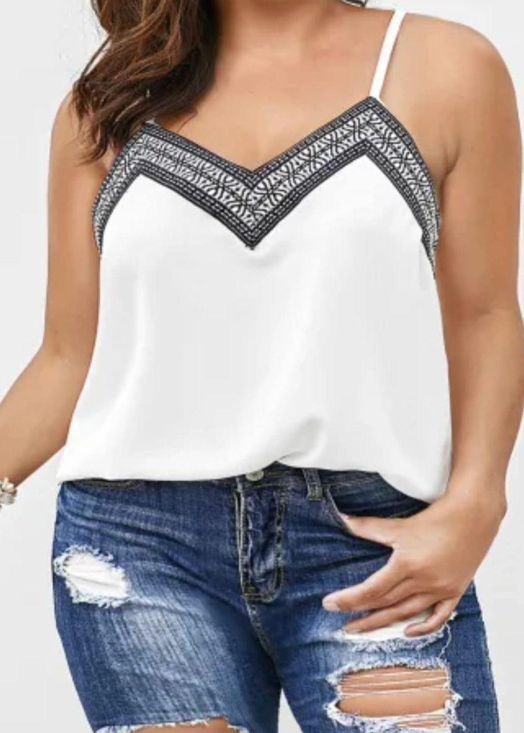 WHITE PLUS SIZE BERMUDA SUN TANK